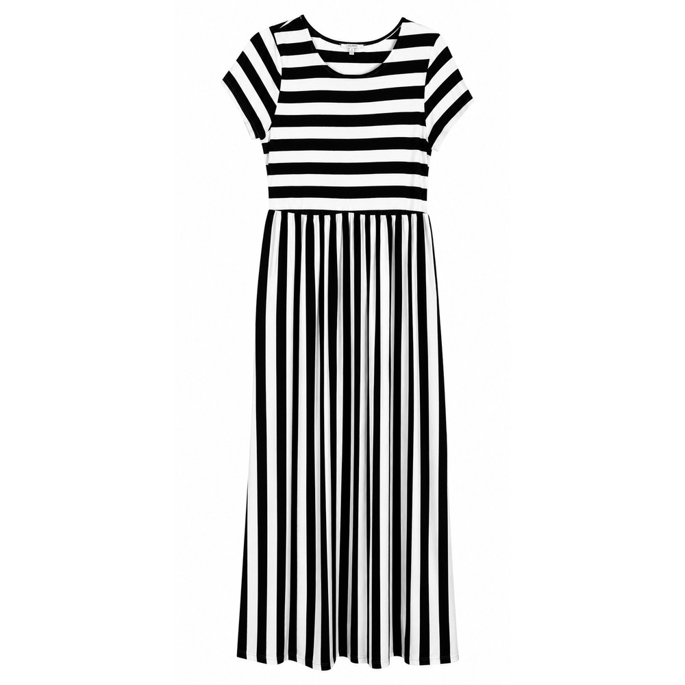 Jodifl Striped Maxi Dress Pockets Oversized Stretch Black White Sz S